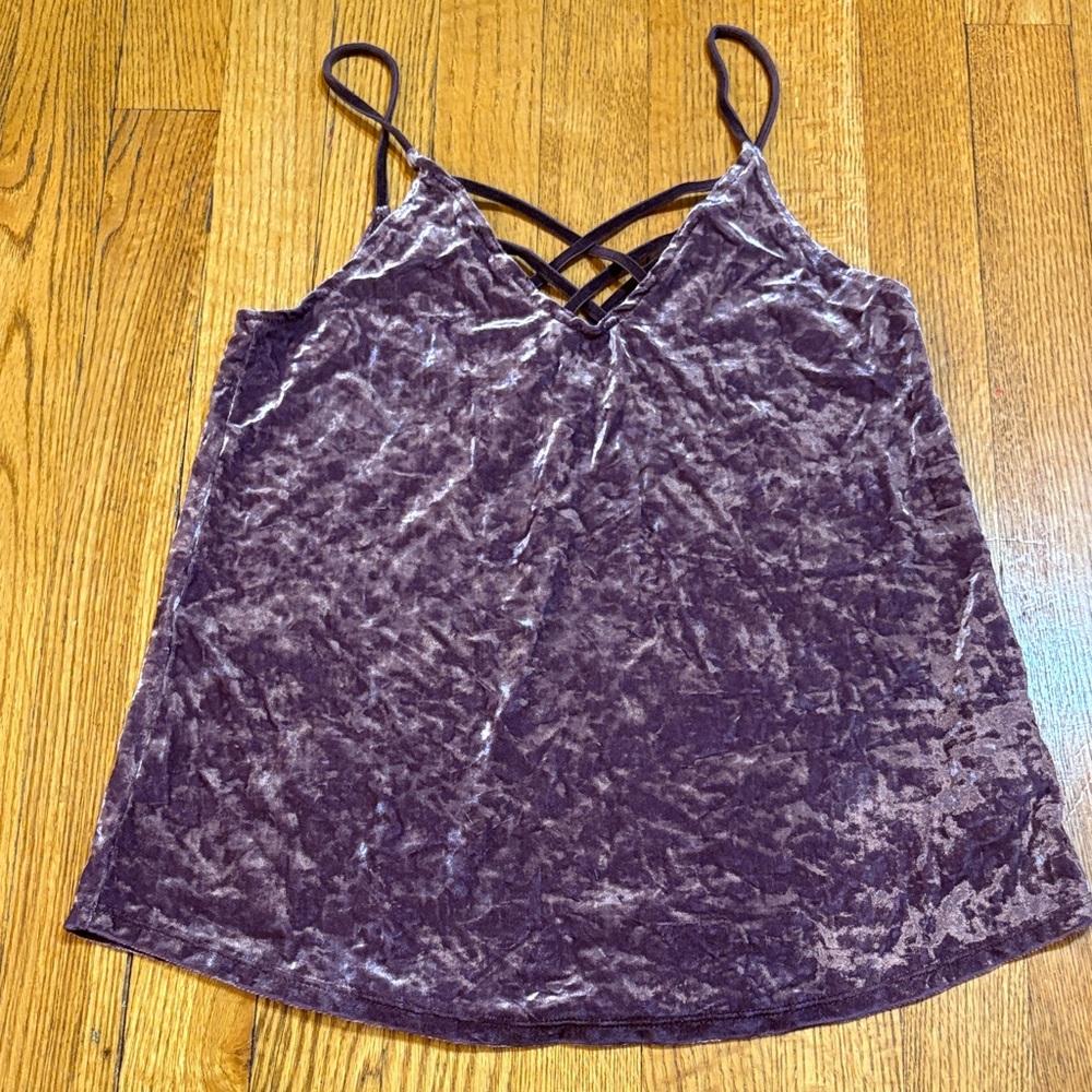 American Eagle Outfitters Crushed Velvet Cami in Deep Purple
